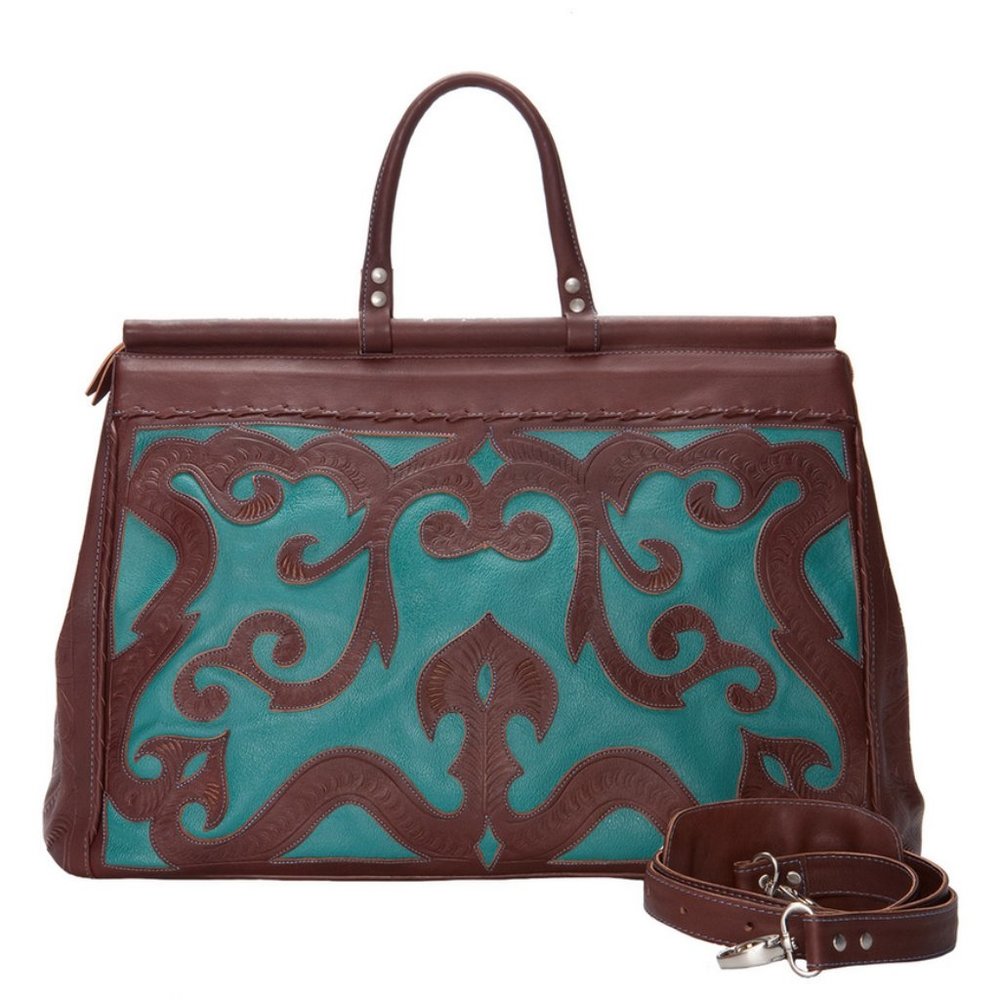 Leaders in Leather Tooled Weekender Bag 2466T